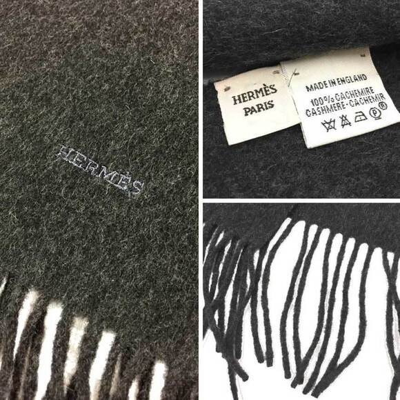 HERMES Cashmere Stole Gaultier Period Charcoal Gray  Scarf - Picture 3 of 3